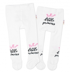 Punčocháče dětské bavlna - LITTLE PRINCESS bílé s růžovou 