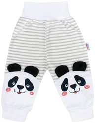 Tepláčky/Kalhoty kojenecké bavlna - PANDA šedé proužky - vel.74
