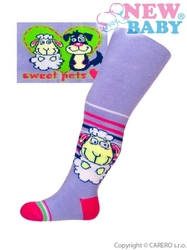 Punčocháče dětské bavlna -SWEET PETS fialové 
