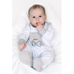 Dupačky kojenecké bavlna 3D - HONEY BEAR bílo-šedé -