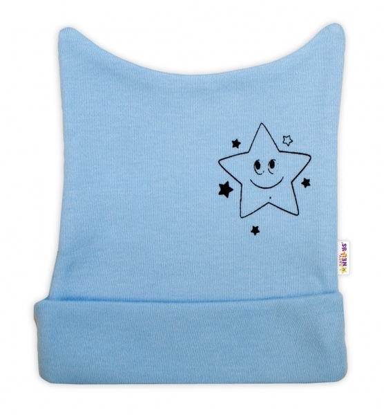 Čepička kojenecká nasazovací bavlna - LITTLE STAR modrá - vel.56
