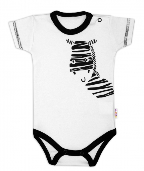 Body krátký rukáv Baby Nellys, Zebra - bílé Velikost koj. obleče