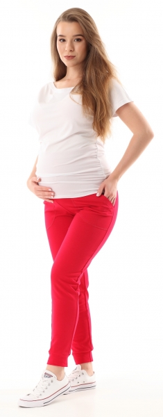 Těhotenské kalhoty/tepláky Gregx, Vigo s kapsami - červené, vel