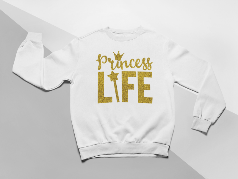 KIDSBEE Moderní dětská dívčí mikina Princess Life - bílá, vel. 1