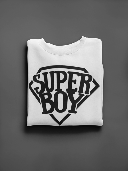 KIDSBEE Super dětská klučičí mikina Super Boy - bílá, vel. 98 Ve
