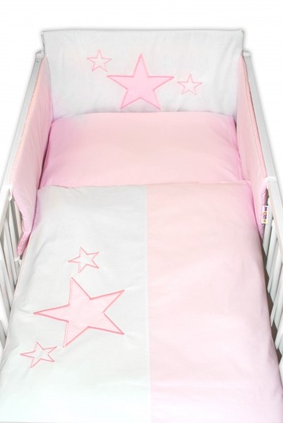 Mantinel s povlečením Baby Stars - růžový, 120x90 cm Velikost p