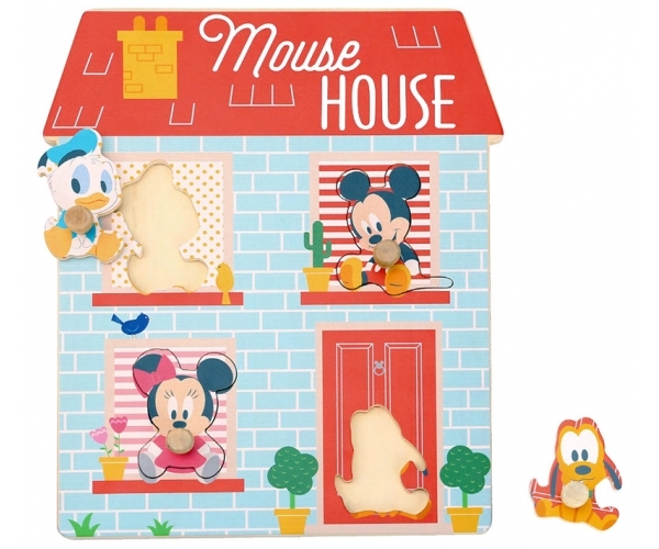 Dřevěné Disney puzzle,domeček pro nejmenší Mickey a přátelé, 24