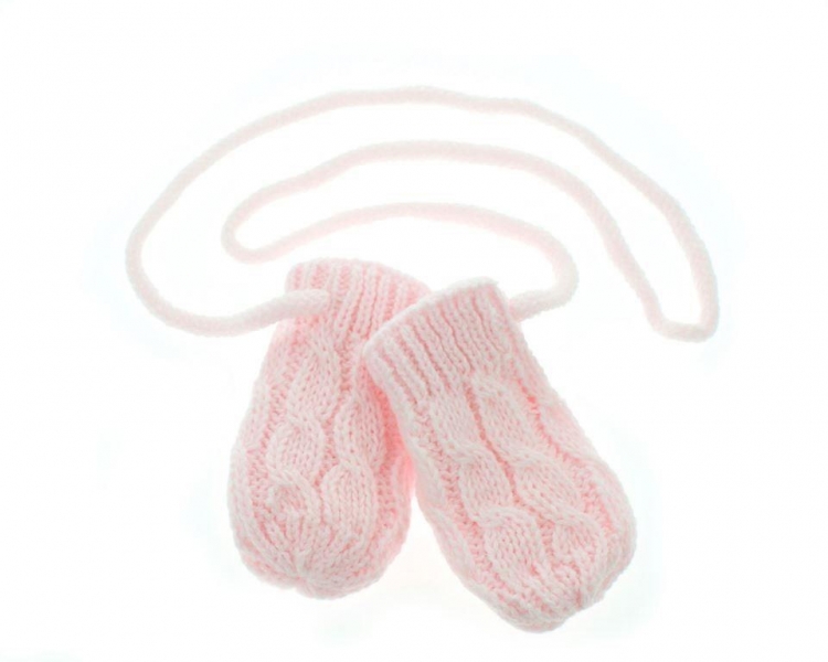 Zimní pletené kojenecké rukavičky se vzorem - sv. růžové, Baby