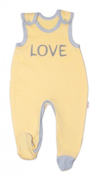 Kojenecké bavlněné dupačky, Love - žluté, vel. 62