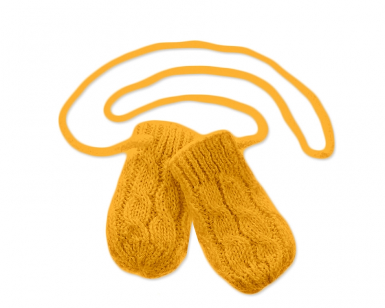 Zimní pletené kojenecké rukavičky se vzorem - hořčicové, Baby N
