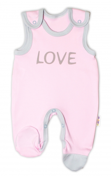 Kojenecké bavlněné dupačky, Love - růžové