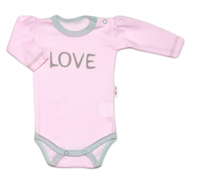 Baby Nellys Body dlouhý rukáv Love - růžové Velikost koj. obleče