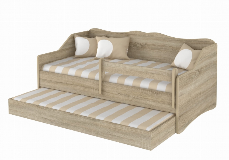 Dětská postel s výsuvnou přistýlkou 160 x 80 cm - Dub Sonoma Roz
