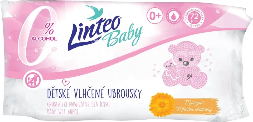 Ubrousky vlhčené - LINTEO BABY s měsíčkem lékařským - 72ks