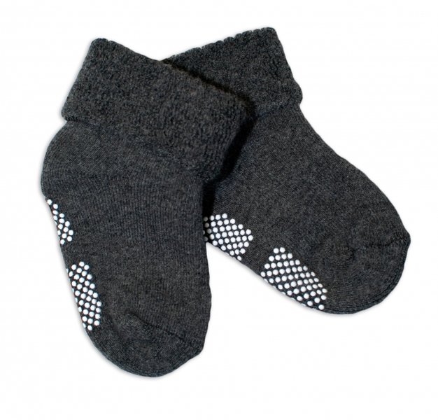 Ponožky dětské froté protiskluzové - RISOCKS tmavě šedé grafit -