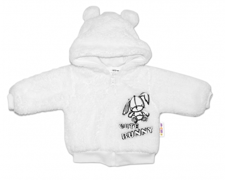 Zimní kabátek chlupáčková bundička s kapucí Cute Bunny Baby Nellys - bílá, vel. 80