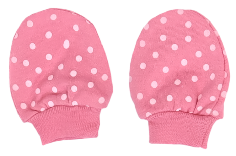Rukavice kojenecké bavlna - PUNTÍKY na růžovém 