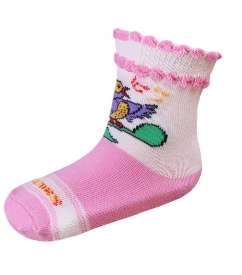 Ponožky dětské bavlna - PAPOUŠEK růžovo-bílé 