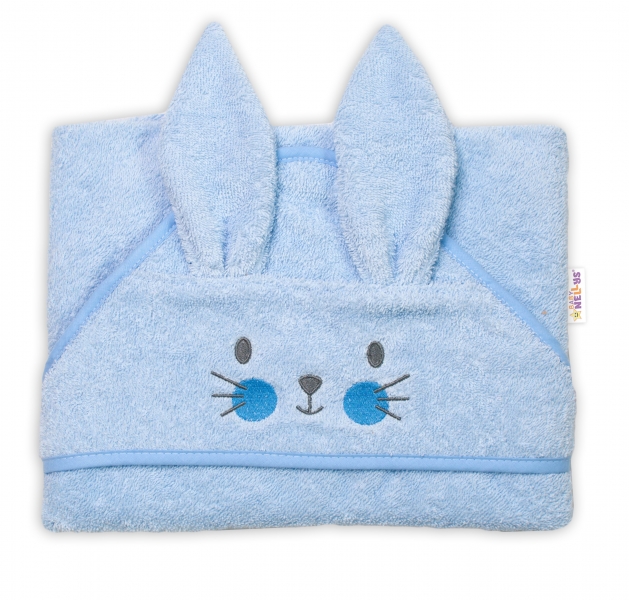 Dětská froté osuška s kapucí 80 x 80 cm, Cute Bunny - modrá, Bab