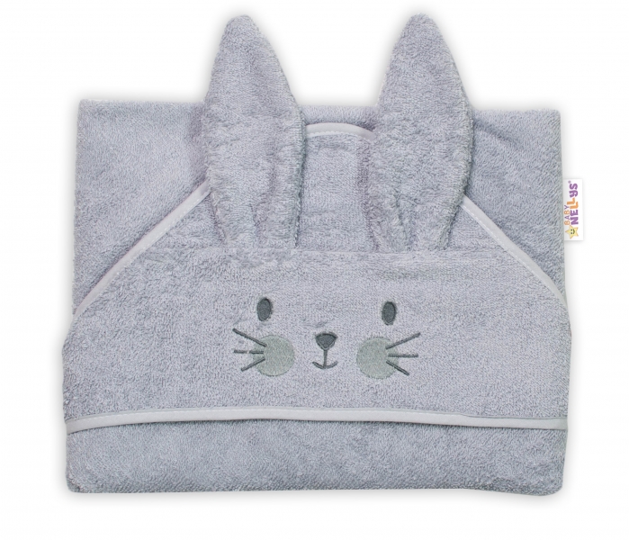 Dětská froté osuška s kapucí 80 x 80 cm, Cute Bunny - šedá, Baby