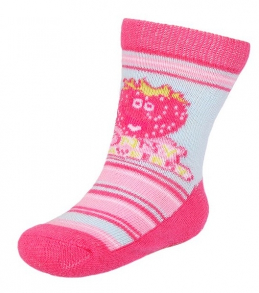 Ponožky kojenecké bavlna s ABS - JAHŮDKA proužky tmavě růžové 