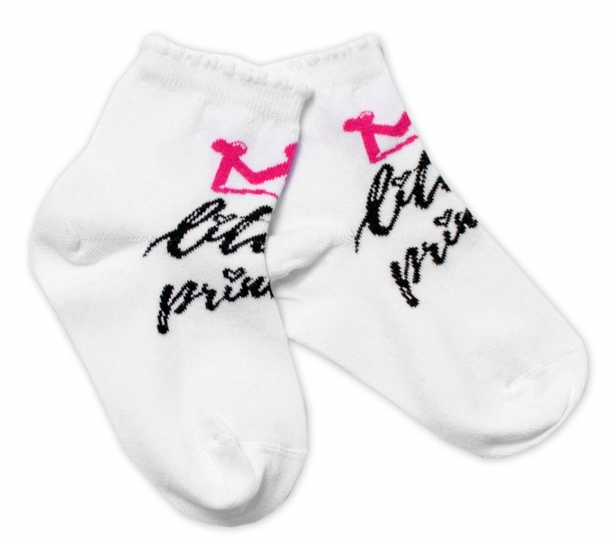 Ponožky dětské bavlna - LITTLE PRINCESS bílé s růžovou 