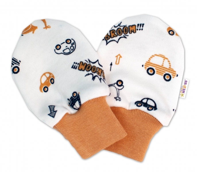 Rukavice kojenecké bavlna - CARS s béžovou 