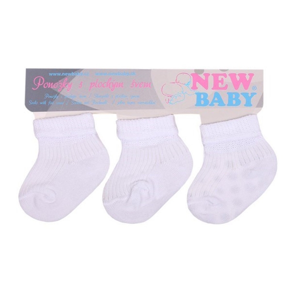 Kojenecké pruhované ponožky New Baby bílé - 3ks Velikost 74 (6-9