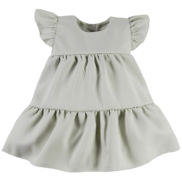 EEVI Dívčí šaty s volánky Nature - khaki