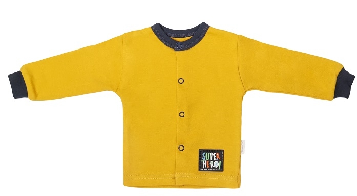Mamatti Novorozenecká bavlněná košilka, kabátek, Hero - hořčicov