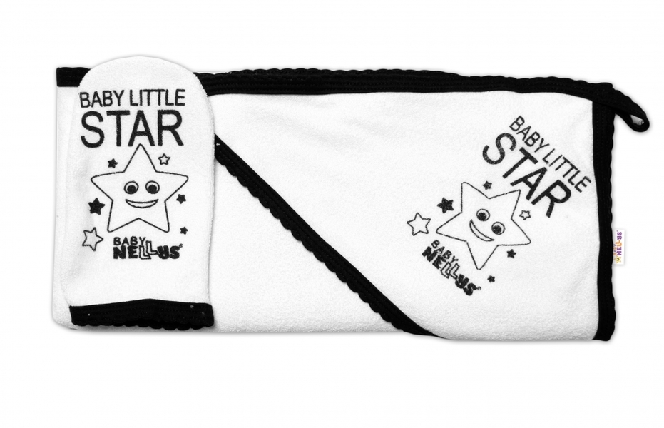 Osuška dětská termofroté se žínkou - BABY LITTLE STAR bílá - 80x