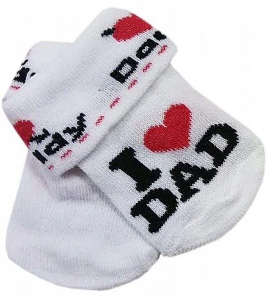 Kojenecké bavlněné ponožky I Love Dad, bílé s potiskem, vel. 80/