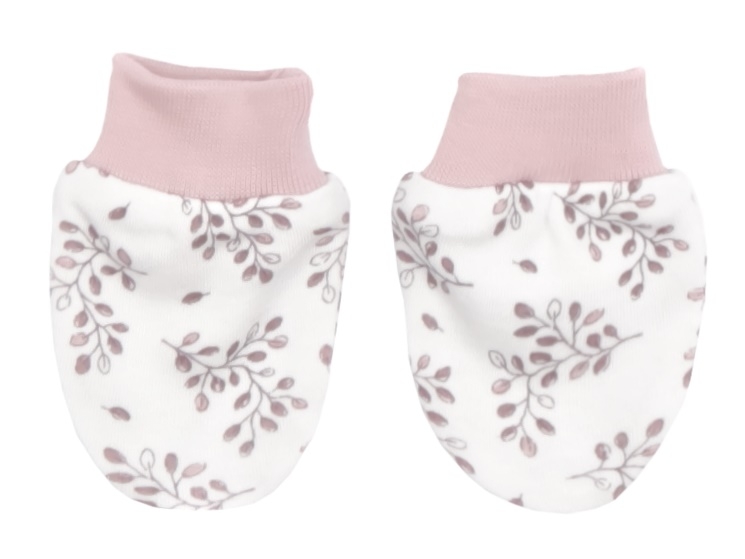 Rukavice kojenecké bavlna - HAPPY bílé s růžovou 