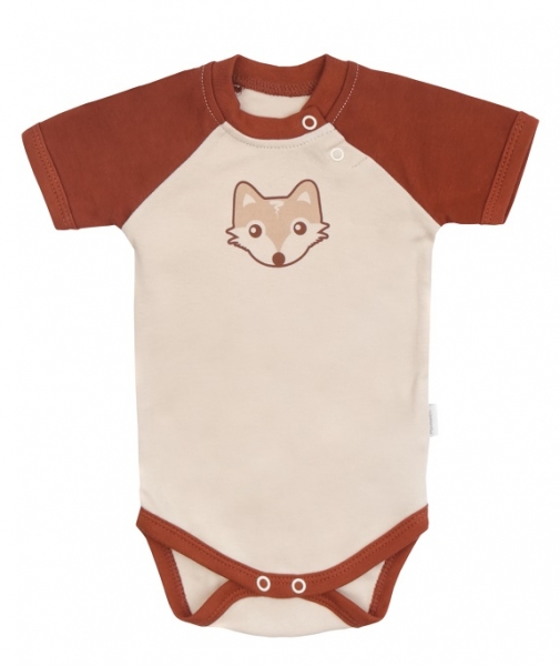 Mamatti Kojenecké body kr. rukáv, Baby Fox - béžová/hnědá Veliko