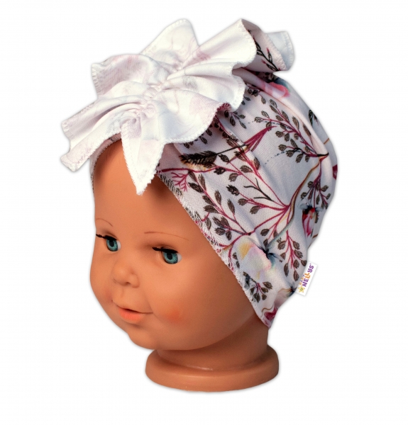 BABY NELLYS Dětská čelenka Turban Motýlci, růžová, vel. 2 - 3 ro