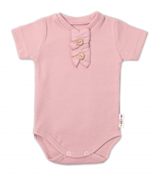 Baby Nellys Kojenecké žebrované body s knoflíčky kr. rukáv, Girl