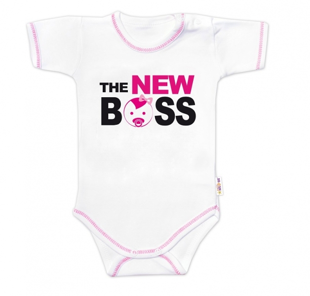 Body krátký rukáv s vtipným textem Baby Nellys, The New Boss, ho