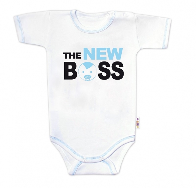 Body krátký rukáv s vtipným textem Baby Nellys, The New Boss, ve