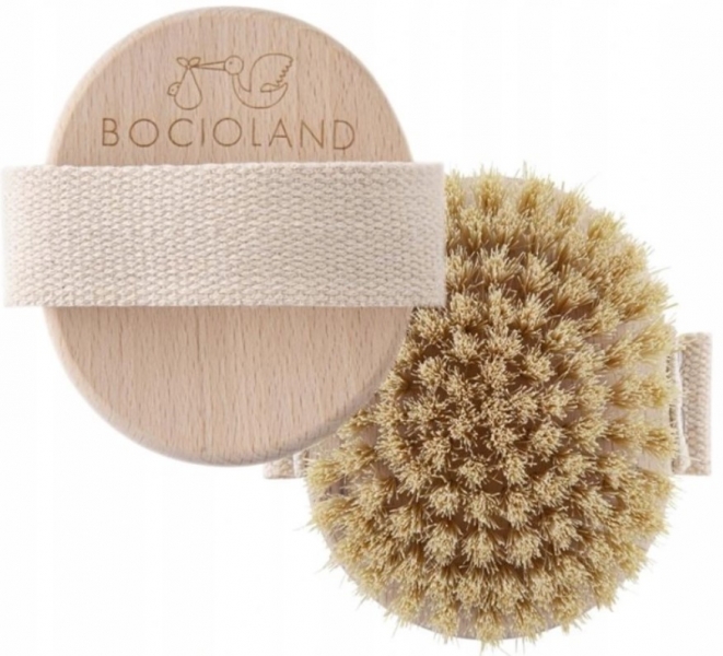BocioLand Masážní dřevěný kartáč s pevným přírodním vlasem, přír