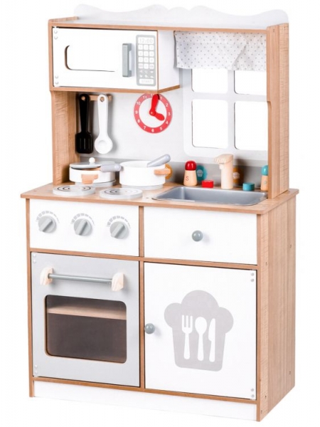 Velká dřevěná kuchyňka s příslušenstvím, Eco Toys 60 x 92 cm x 3
