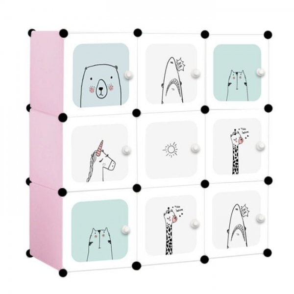 Modulační skříň/regál na hračky Eco Toys zvířátka - bílá/mátová/