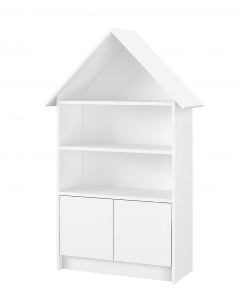 Dřevěná knihovna/skříň na hračky NELLYS Domeček, bílá