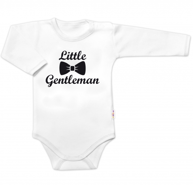 Body dl. rukáv Little Gentleman, bavlna Baby Nellys, bílo/černé