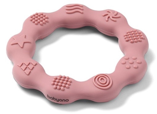 Silikonové kousátko BabyOno - Kroužek, růžové