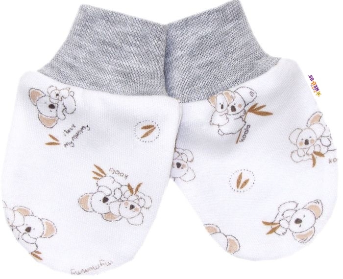 Kojenecké rukavičky, bavlna Koala Basic - šedý lem