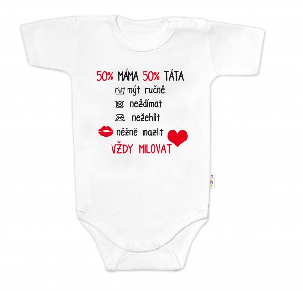 Body krátký rukáv Vždy milovat, Baby Nellys, bílé, vel. 86