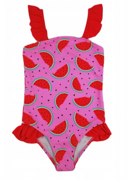 Dívčí jednodílné plavky s volánky - Noviti, Meloun, růžové Velik