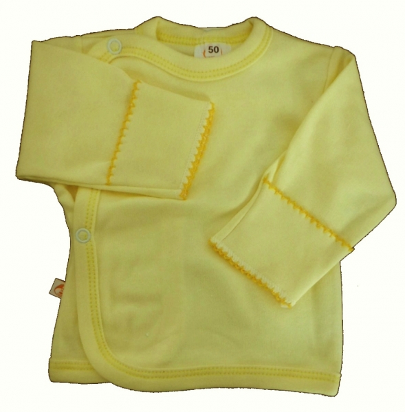 Košilka kojenecká bavlna - S RUKAVIČKOU žlutá