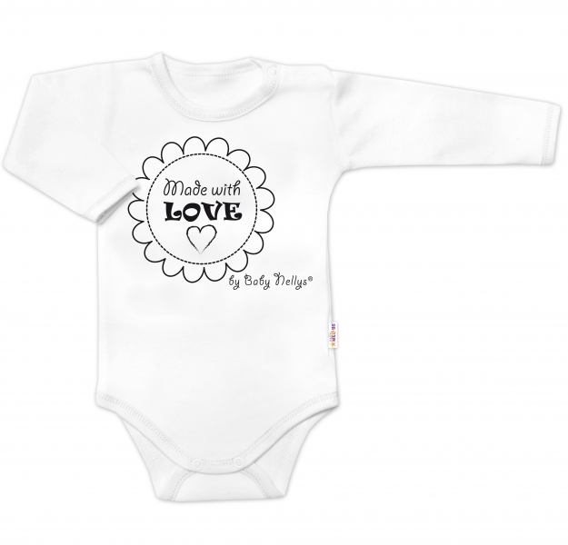 Body dlouhý rukáv Made with love, Baby Nellys, bílé