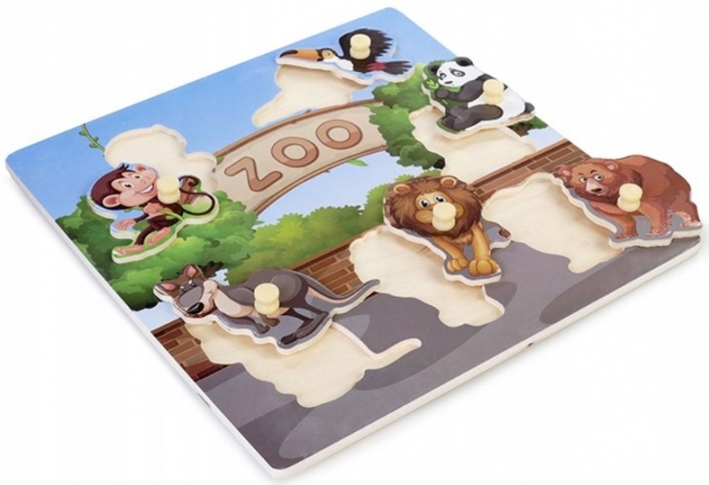 Dřevěné zábavné, vkládací puzzle Tulimi - Zoo - 6 dílků